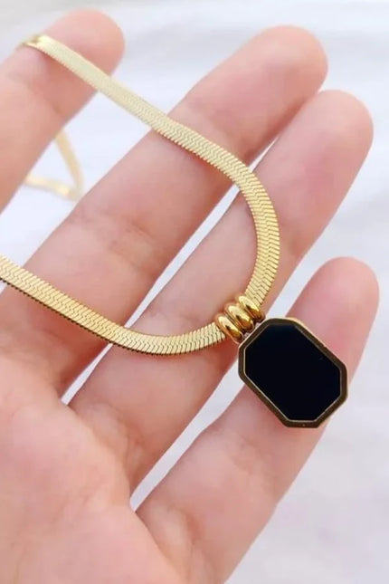 Obsidian Luxe Herringbone Necklace