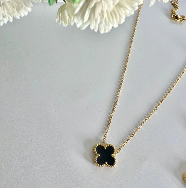 Midnight Clover Pendant Necklace