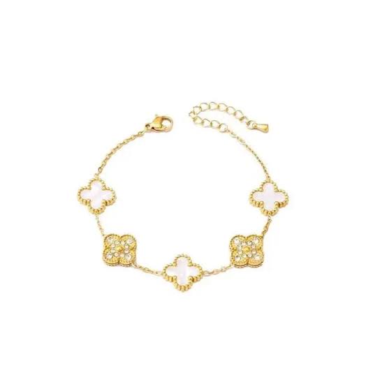 Gold & Pearl Clover Bracelet