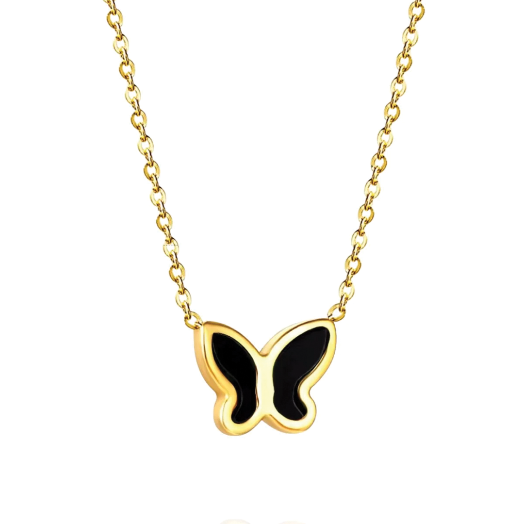 Midnight Butterfly Charm Necklace