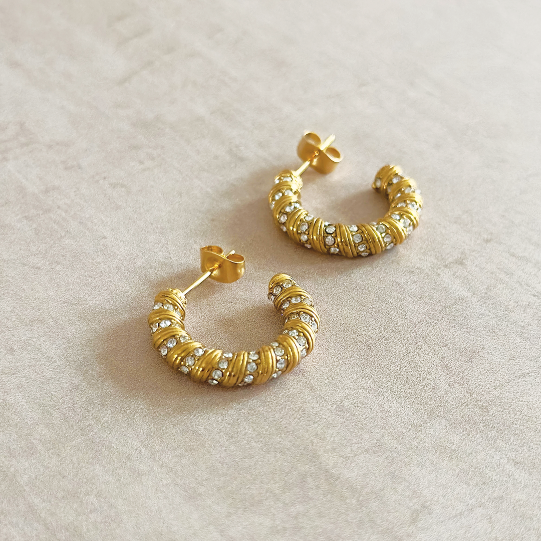 Parisian Croissant Sparkle Hoops