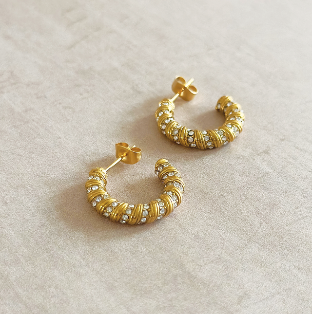 Parisian Croissant Sparkle Hoops